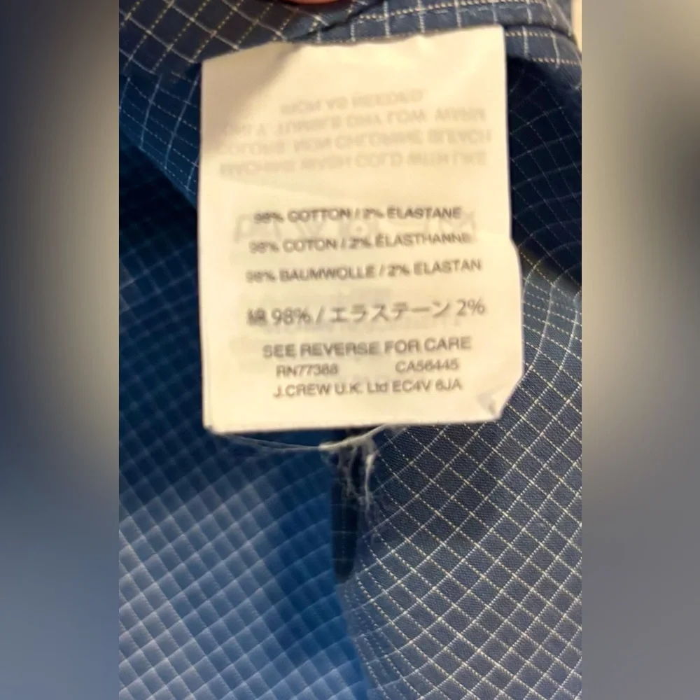 J. Crew Men’s Size Medium (15-15.5) Navy Thompson Flex Wrinkle Free Dress‎ Shirt